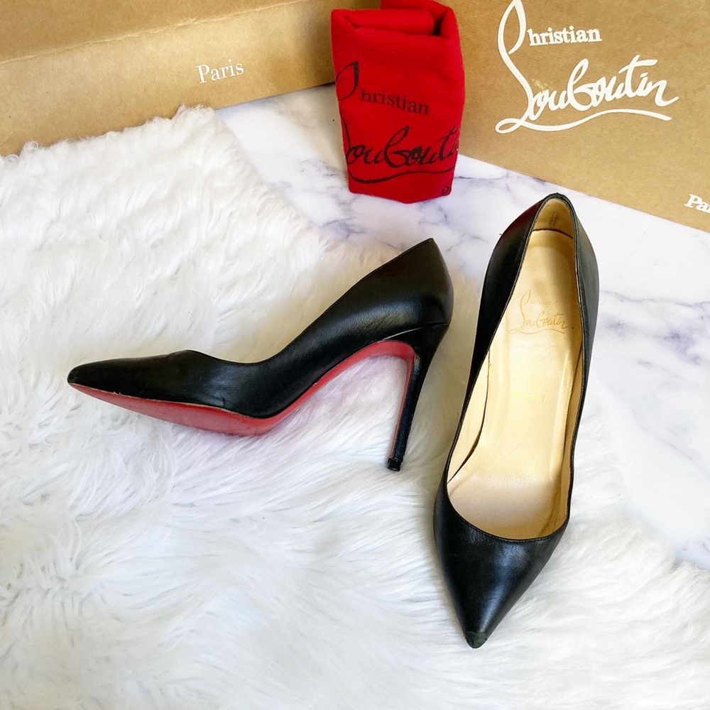 Christian Louboutin Black Napa Leather Pointed Heels